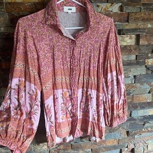 Jaase Pink Boho Floral Blouse Size  Xs- S